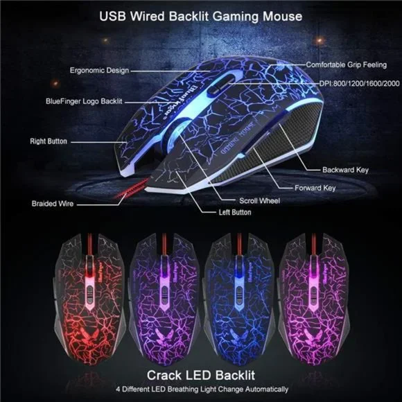 Gaming Keyboard and Mouse,USB Wired Backlit Gaming Mouse and Keyboard Combo